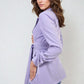 Collared Long Sleeve V-Neck Belted Blazer Jacket