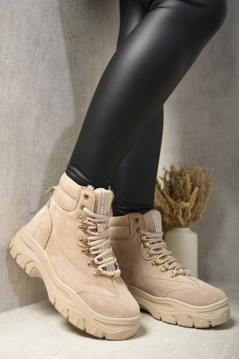 Chunky Lace-Up Platform Ankle Boots