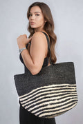 Striped Beach Braided Tote Bag - BB Fashion Outlet