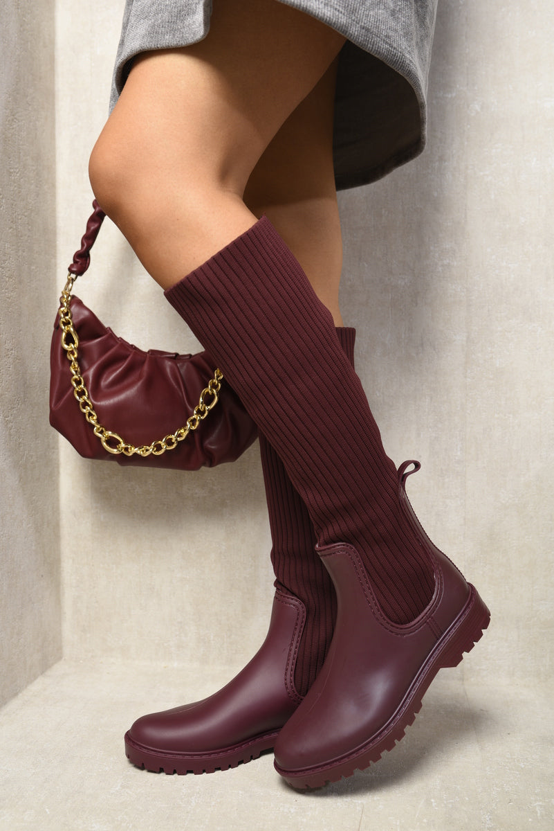 High Sock Platform Boots