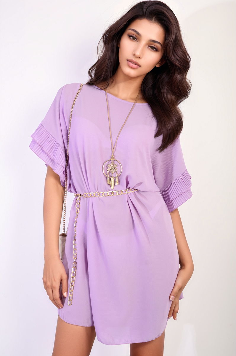 Ruffled Sleeve Mini Dress - BB Fashion Outlet