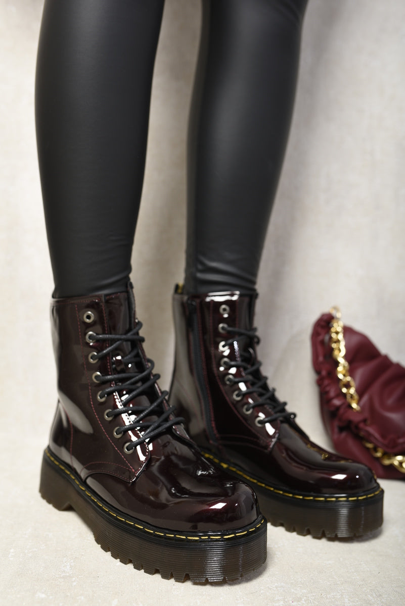 Combat Lace Up Side Zip Platform Chunky Boots