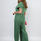 Tie Waist Short Sleeve Pleated Jumpsuit