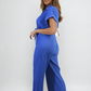 Tie Waist Short Sleeve Pleated Jumpsuit