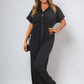 Tie Waist Short Sleeve Pleated Jumpsuit