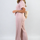 Tie Waist Short Sleeve Pleated Jumpsuit