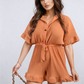 Pleated Frill Ruffle Tie Waist Playsuit - BB Fashion Outlet