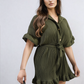 Pleated Frill Ruffle Tie Waist Playsuit - BB Fashion Outlet