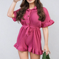 Pleated Frill Ruffle Tie Waist Playsuit - BB Fashion Outlet