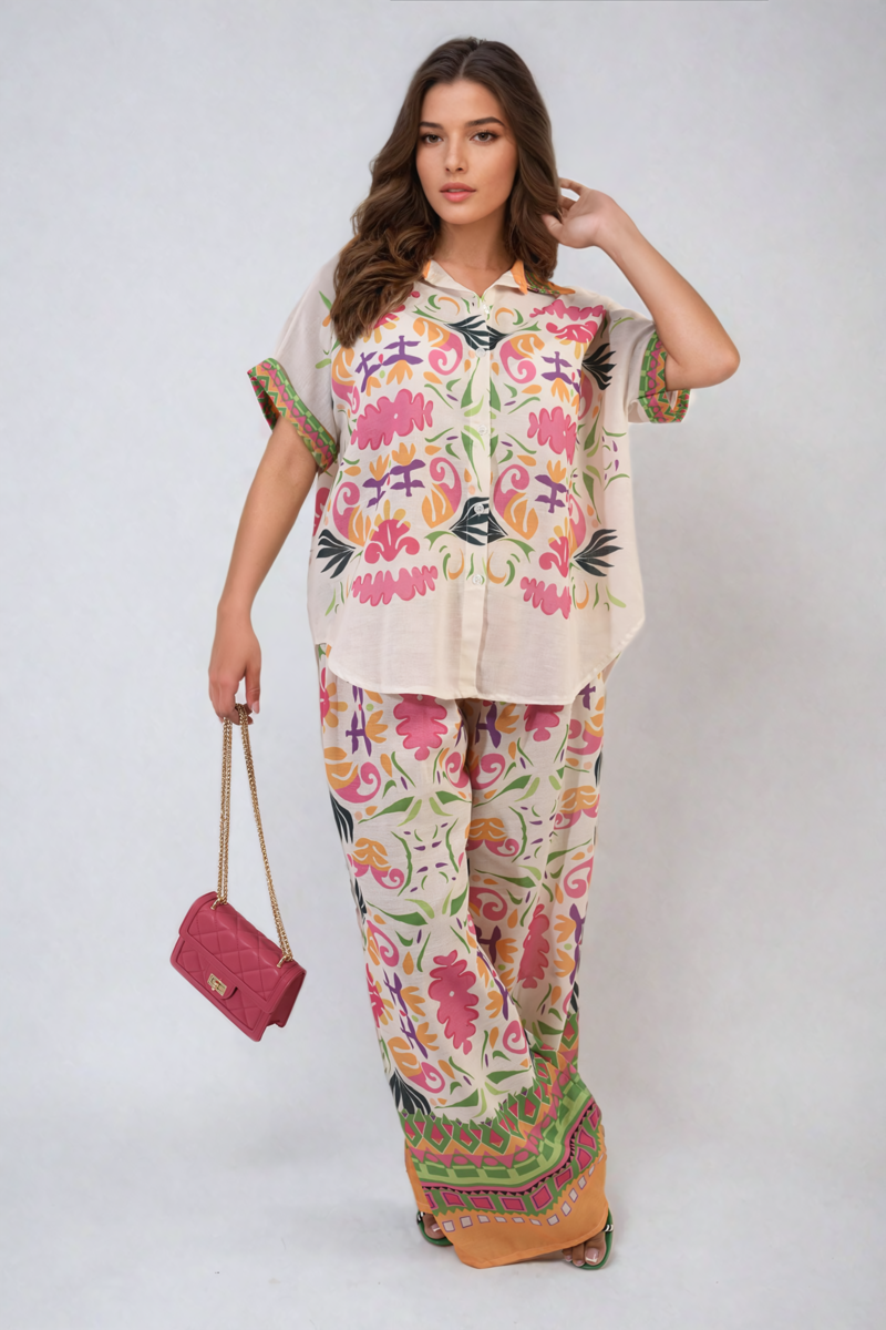 Button Down Printed Summer Top - BB Fashion Outlet