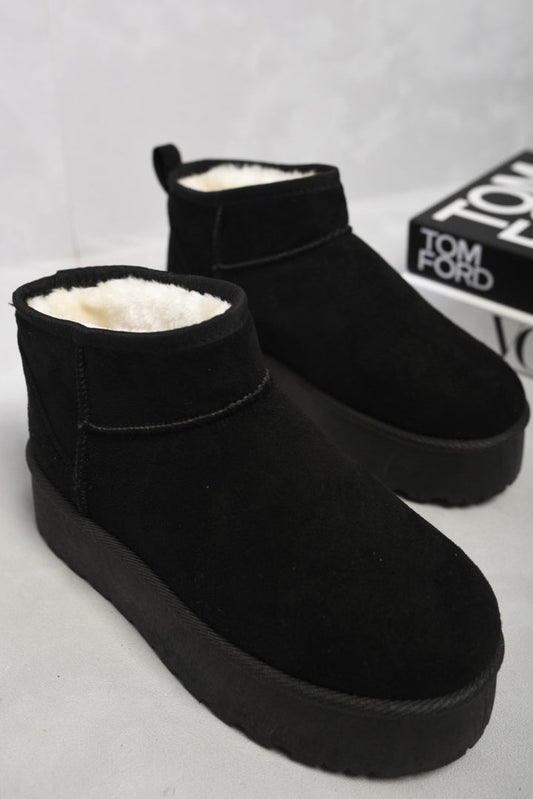 Faux Suede Ultra Mini Ankle Platform Boots