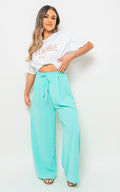 Drawstring Gathered Waist Wide Leg Trouser - BB Fashion Outlet