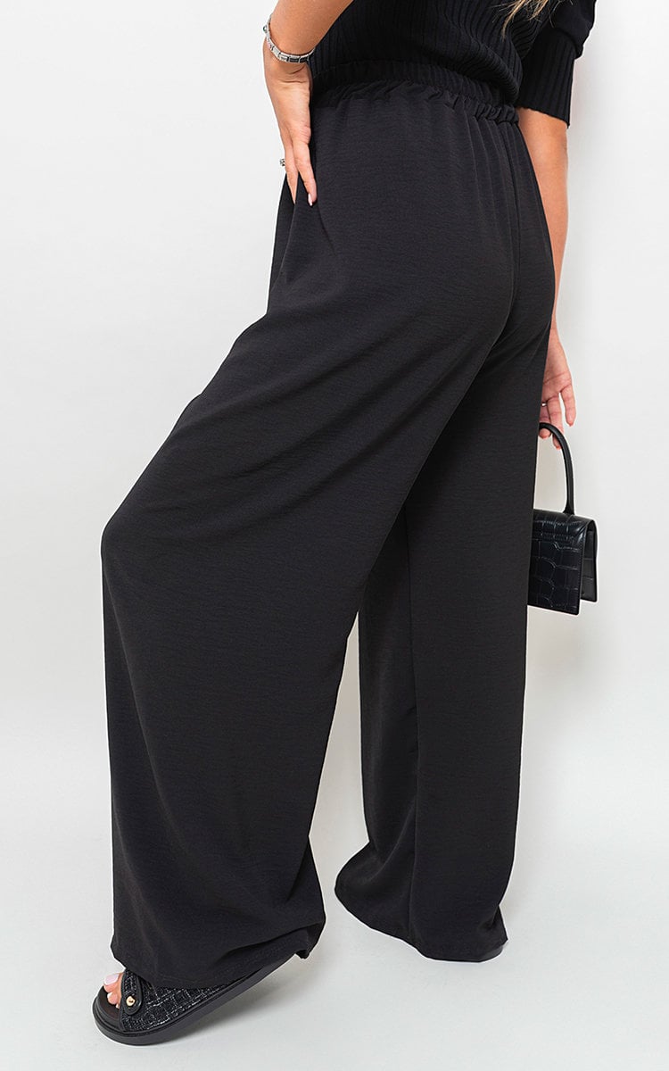 Drawstring Gathered Waist Wide Leg Trouser - BB Fashion Outlet