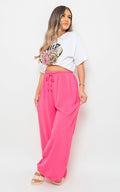 Drawstring Gathered Waist Wide Leg Trouser - BB Fashion Outlet