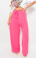 Drawstring Gathered Waist Wide Leg Trouser - BB Fashion Outlet