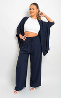 Drawstring Gathered Waist Wide Leg Trouser - BB Fashion Outlet