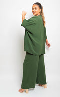 Drawstring Gathered Waist Wide Leg Trouser - BB Fashion Outlet