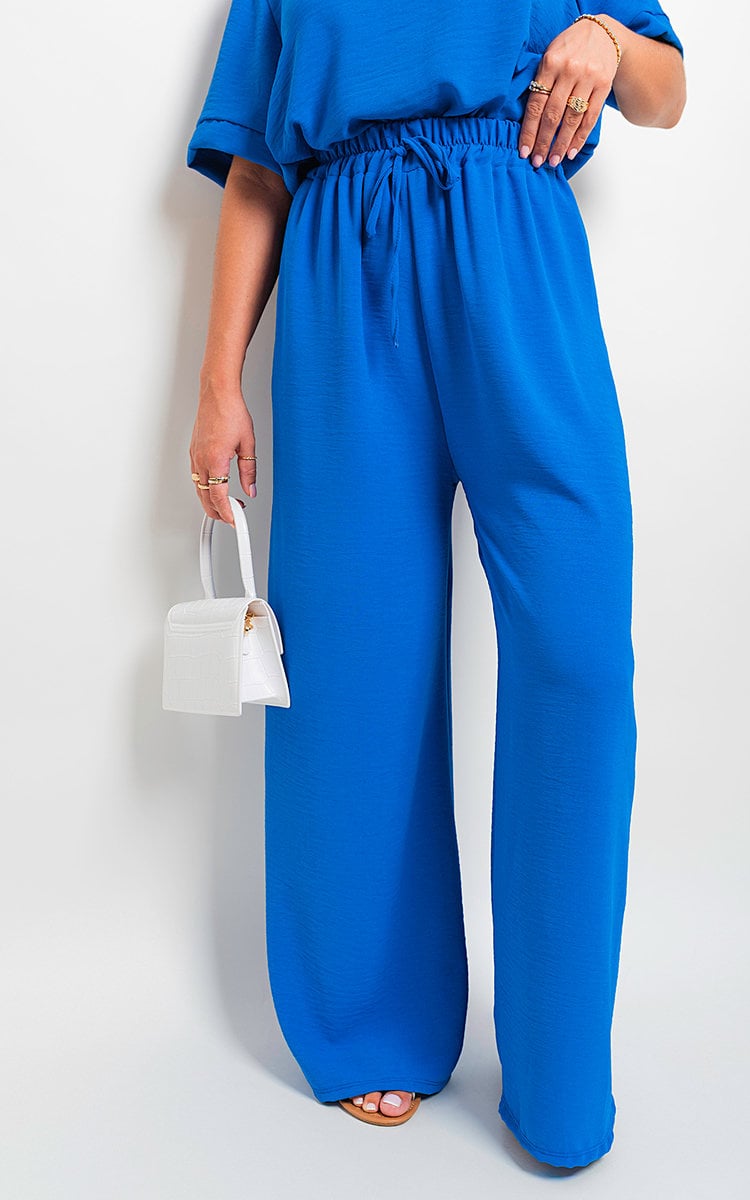 Drawstring Gathered Waist Wide Leg Trouser - BB Fashion Outlet