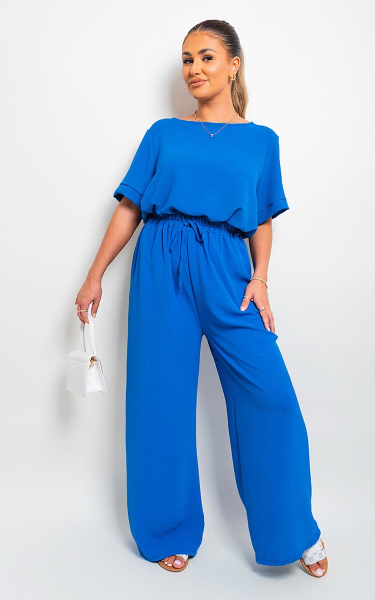 Drawstring Gathered Waist Wide Leg Trouser - BB Fashion Outlet