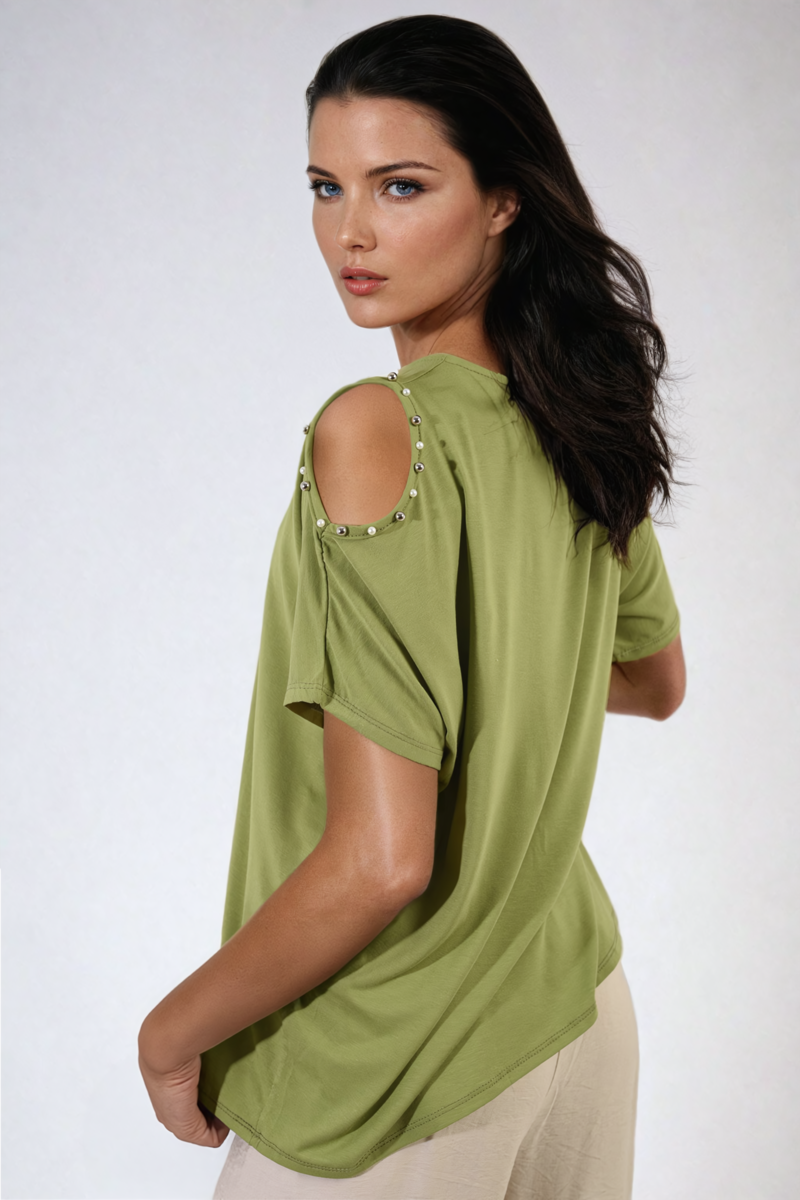 Pearl Cold Shoulder Top - BB Fashion Outlet