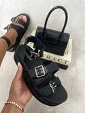 Multi Strap Ankle Buckle Chunky Sandals - BB Fashion Outlet