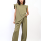 Ruffle Trim Top and Wide Leg Trouser Co-ord Set