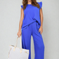 Ruffle Trim Top and Wide Leg Trouser Co-ord Set