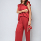 Ruffle Trim Top and Wide Leg Trouser Co-ord Set