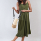 Button Front Strappy Midi Dress