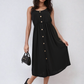 Button Front Strappy Midi Dress