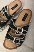 Embellished Stone Double Buckle Platform Sandals - BB Fashion Outlet