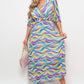 Long Sleeve Printed Maxi Dress with Belt Detail