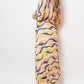 Long Sleeve Printed Maxi Dress with Belt Detail