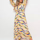 Long Sleeve Printed Maxi Dress with Belt Detail