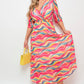 Long Sleeve Printed Maxi Dress with Belt Detail