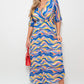 Long Sleeve Printed Maxi Dress with Belt Detail