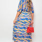 Long Sleeve Printed Maxi Dress with Belt Detail