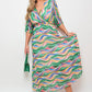 Long Sleeve Printed Maxi Dress with Belt Detail