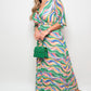 Long Sleeve Printed Maxi Dress with Belt Detail