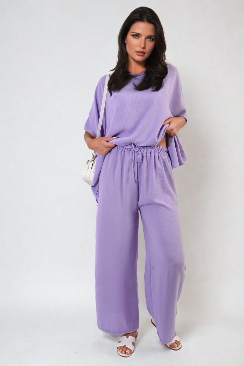 Drawstring Waist Wide Leg Trousers - BB Fashion Outlet