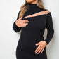 Ribbed Knit High Neck Long Sleeve Mini Dress