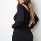 Ribbed Knit High Neck Long Sleeve Mini Dress