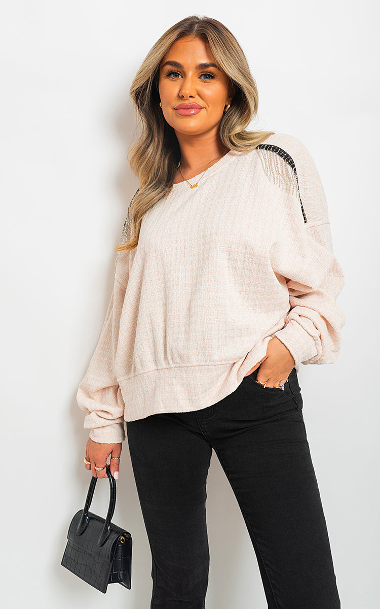 Long Sleeve Knitted Jumper with Tassel Detail