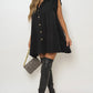 Gold Button Down Ruffle Sleeve Mini Dress