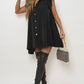 Gold Button Down Ruffle Sleeve Mini Dress