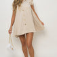 Gold Button Down Ruffle Sleeve Mini Dress