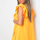 Gold Button Down Ruffle Sleeve Mini Dress