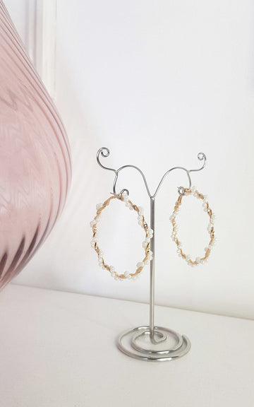 Pearl Spiral Hoop Earrings