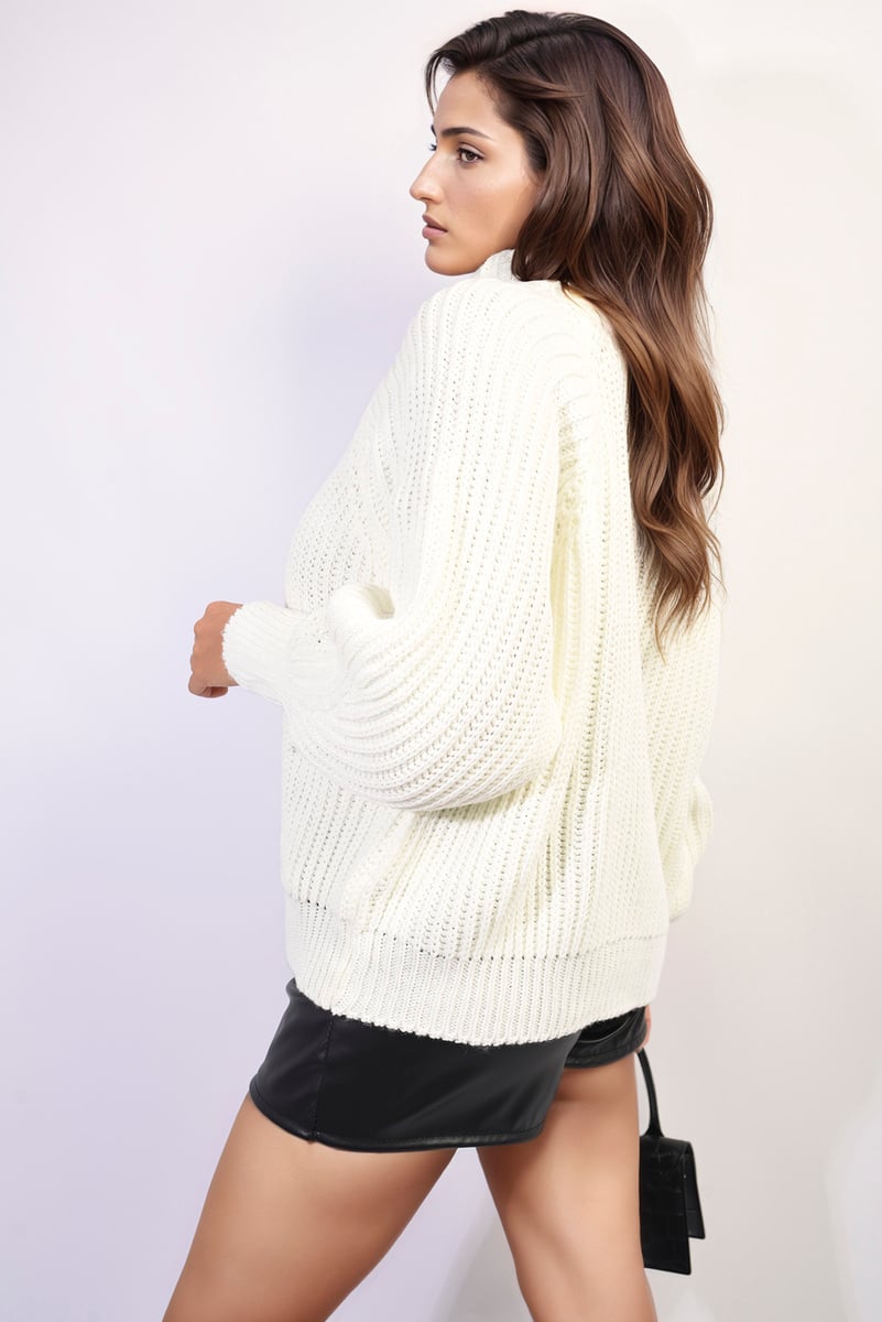 Oversized Chunky High Neck Knitted Jumper