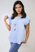 Ruffle Trim Sleeve Top - BB Fashion Outlet